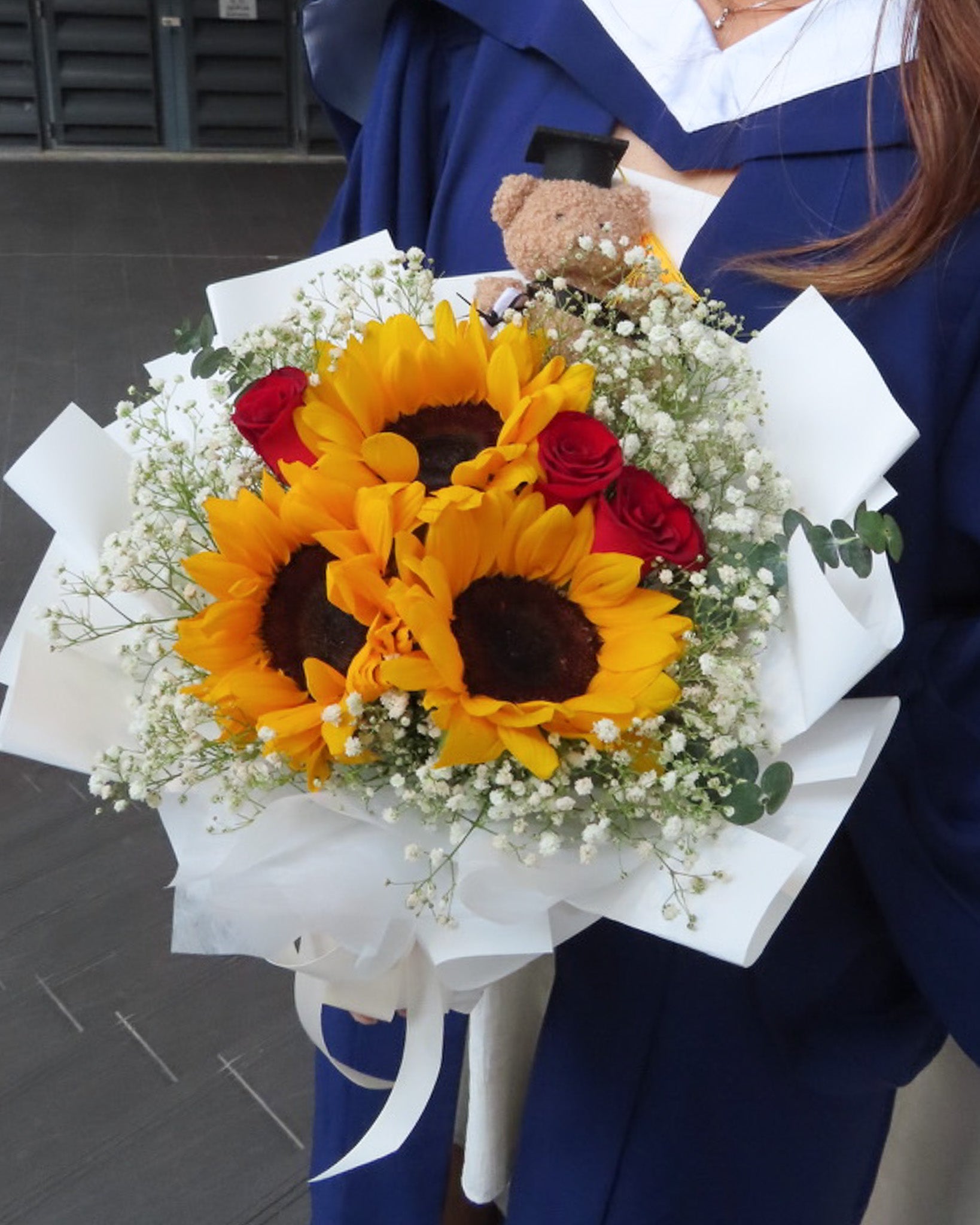 Sweet Congratulations | Sunflower & Red Rose Bouquet
