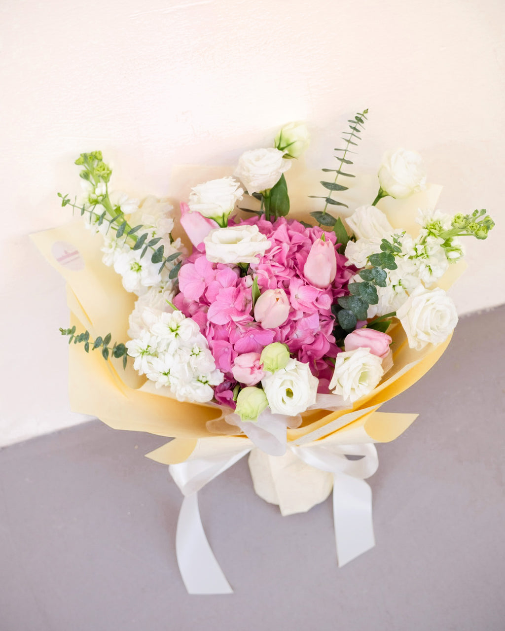 Dreamy Affection | Pink Hydrangea & Pink Tulip Bouquet