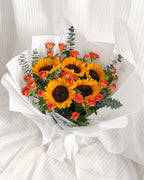 Sunlit Wishes | Sunflower & Orange Mini Roses Bouquet