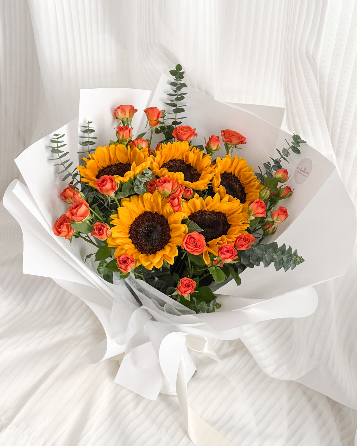 Sunlit Wishes | Sunflower & Orange Mini Roses Bouquet