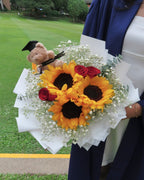 Sweet Congratulations | Sunflower & Red Rose Bouquet