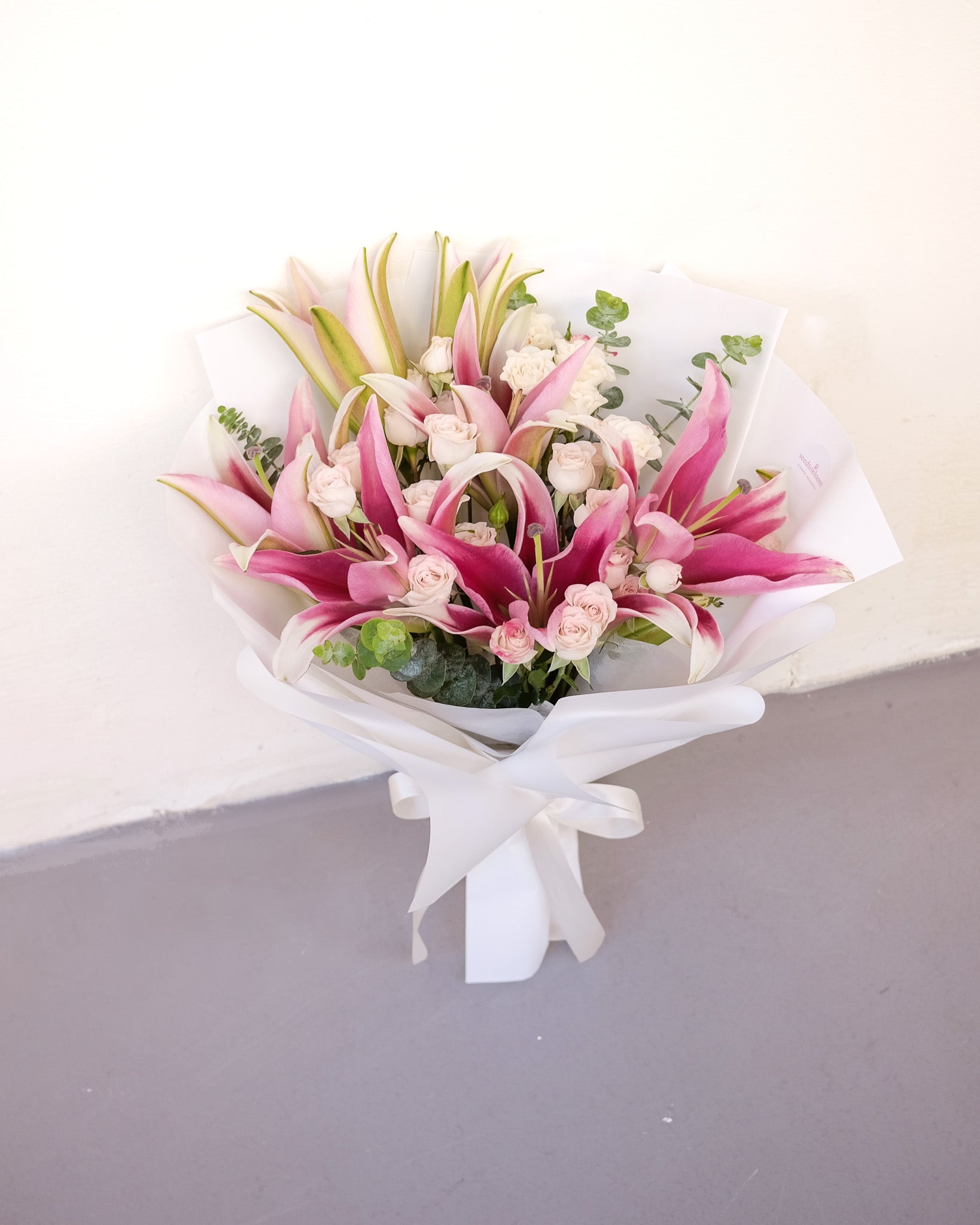 Affectionate | Pink Lily & Mini Roses Bouquet
