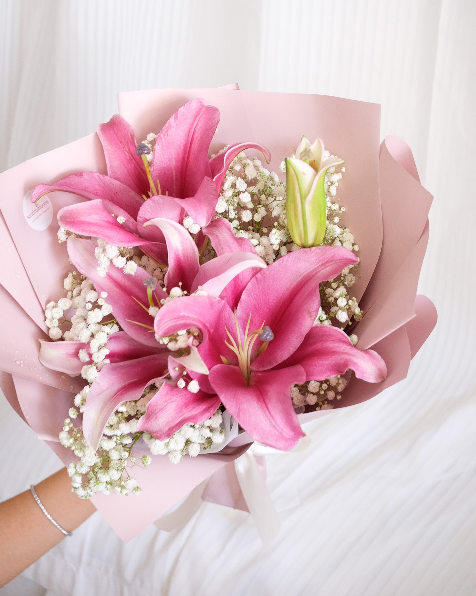 Everlasting | Pink Lily & Baby's Breath Bouquet