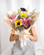 Golden Celebration | Lily & Sunflower Bouquet