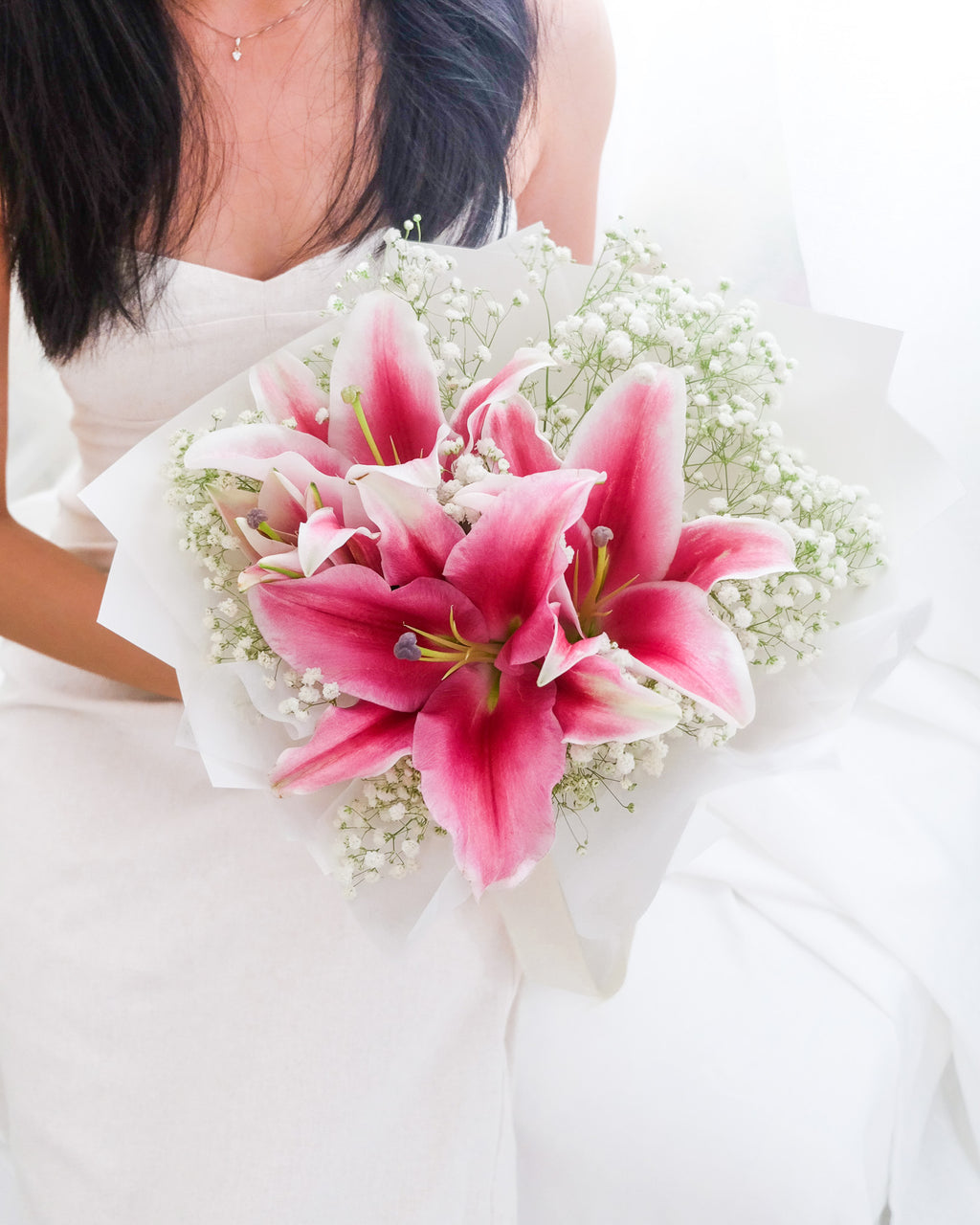 Everlasting | Pink Lily & Baby's Breath Bouquet