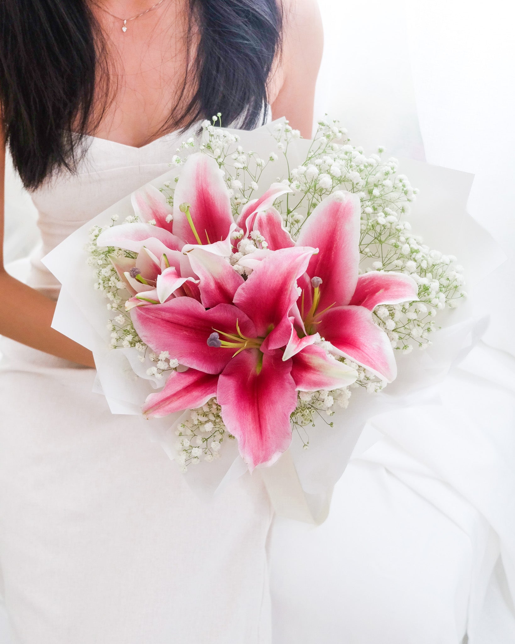 Everlasting | Pink Lily & Baby's Breath Bouquet