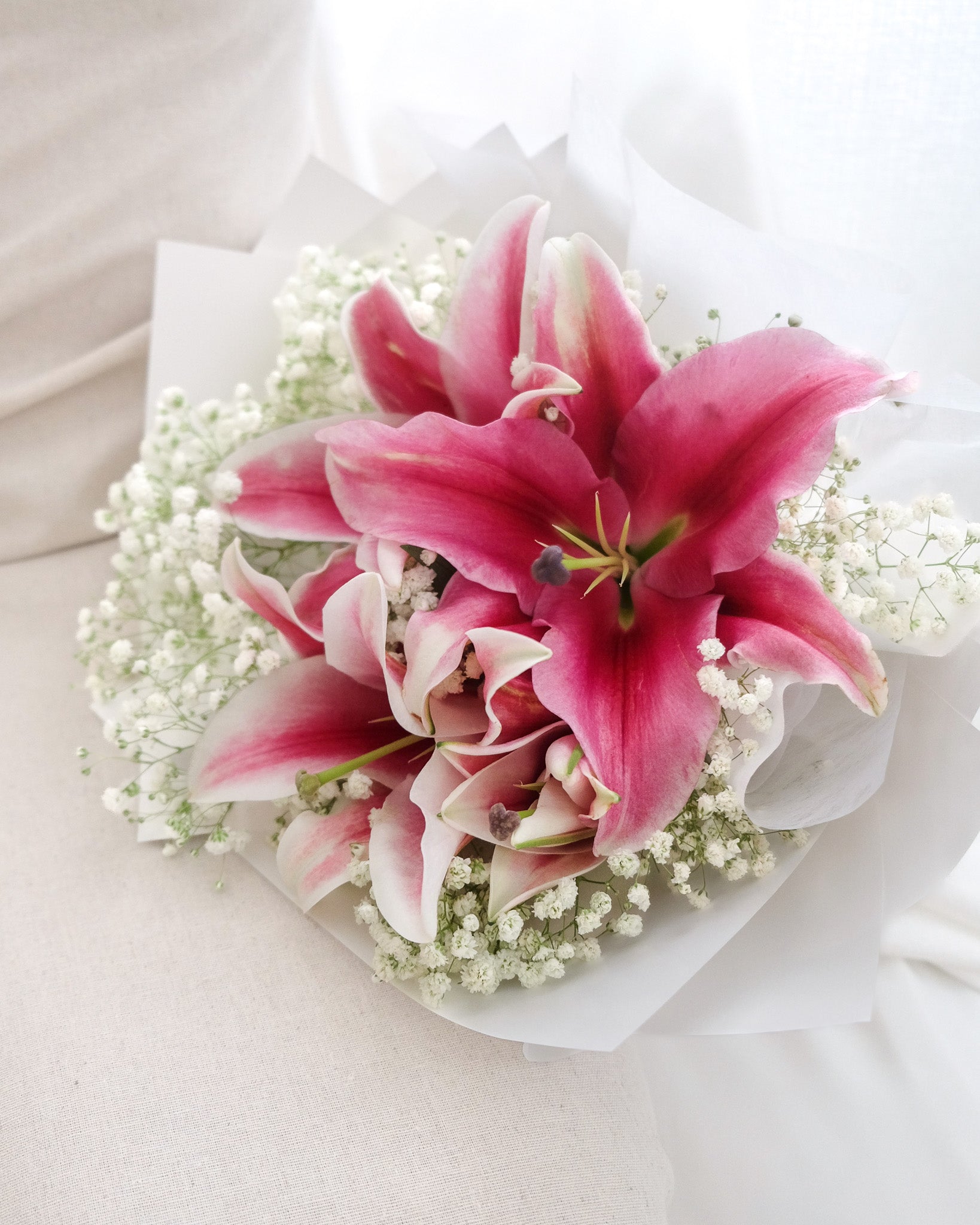 Everlasting | Pink Lily & Baby's Breath Bouquet