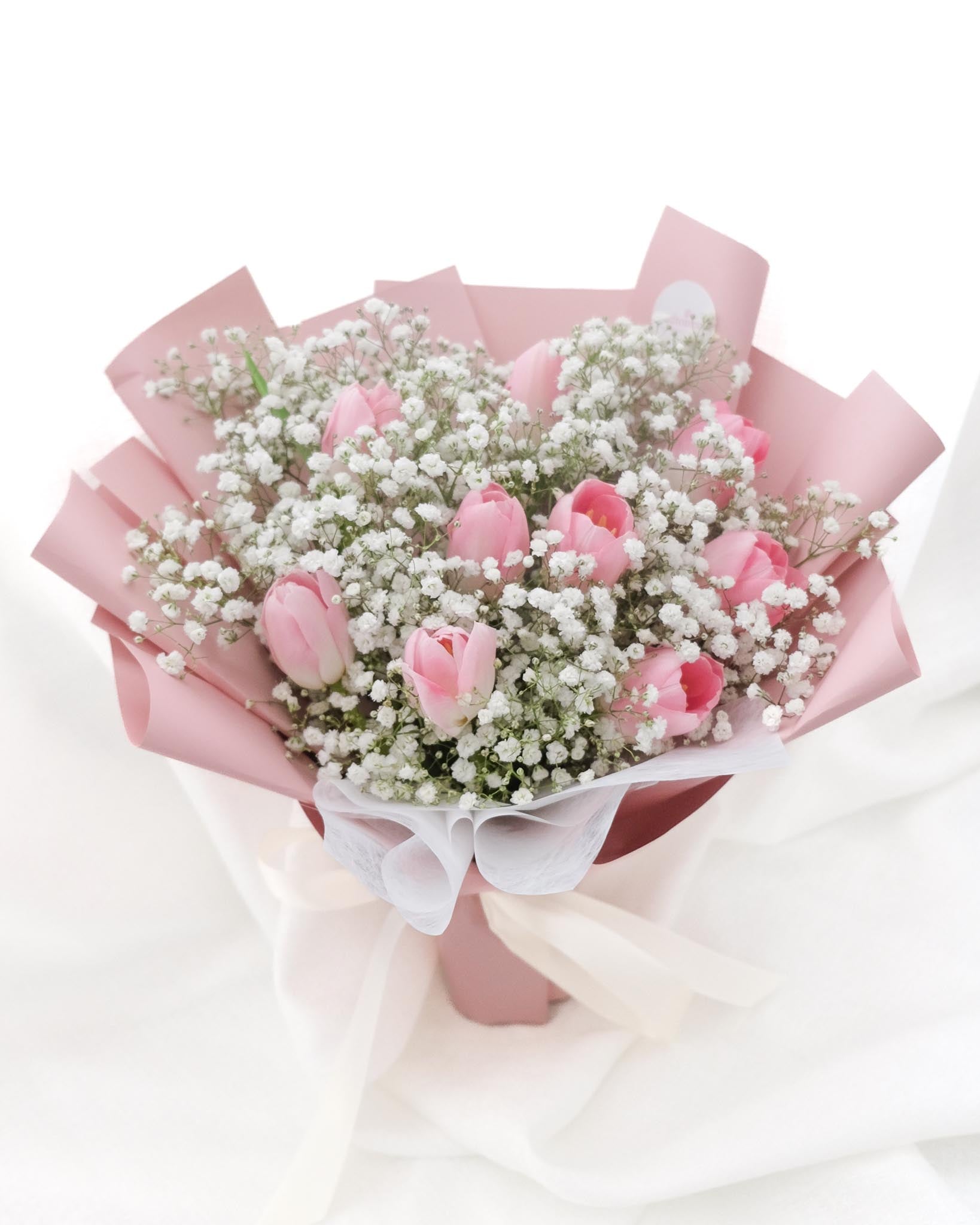 Soft Blush | Light Pink Tulip & Baby's Breath Bouquet