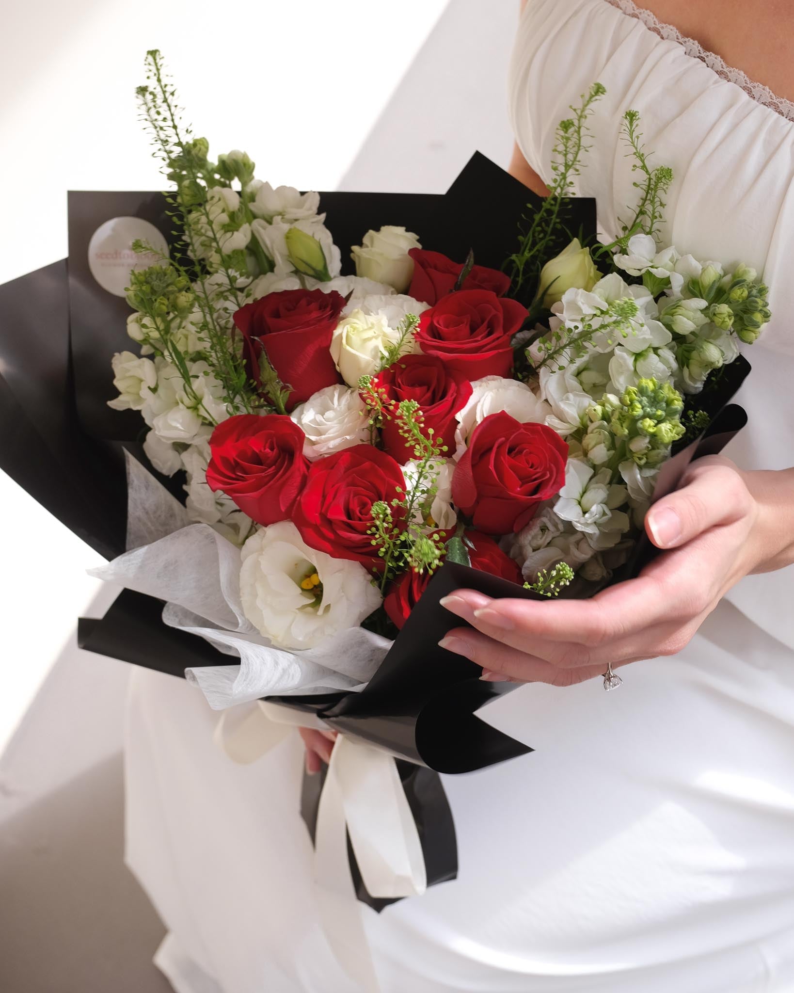 Only You | Red Rose & Matthiola Bouquet
