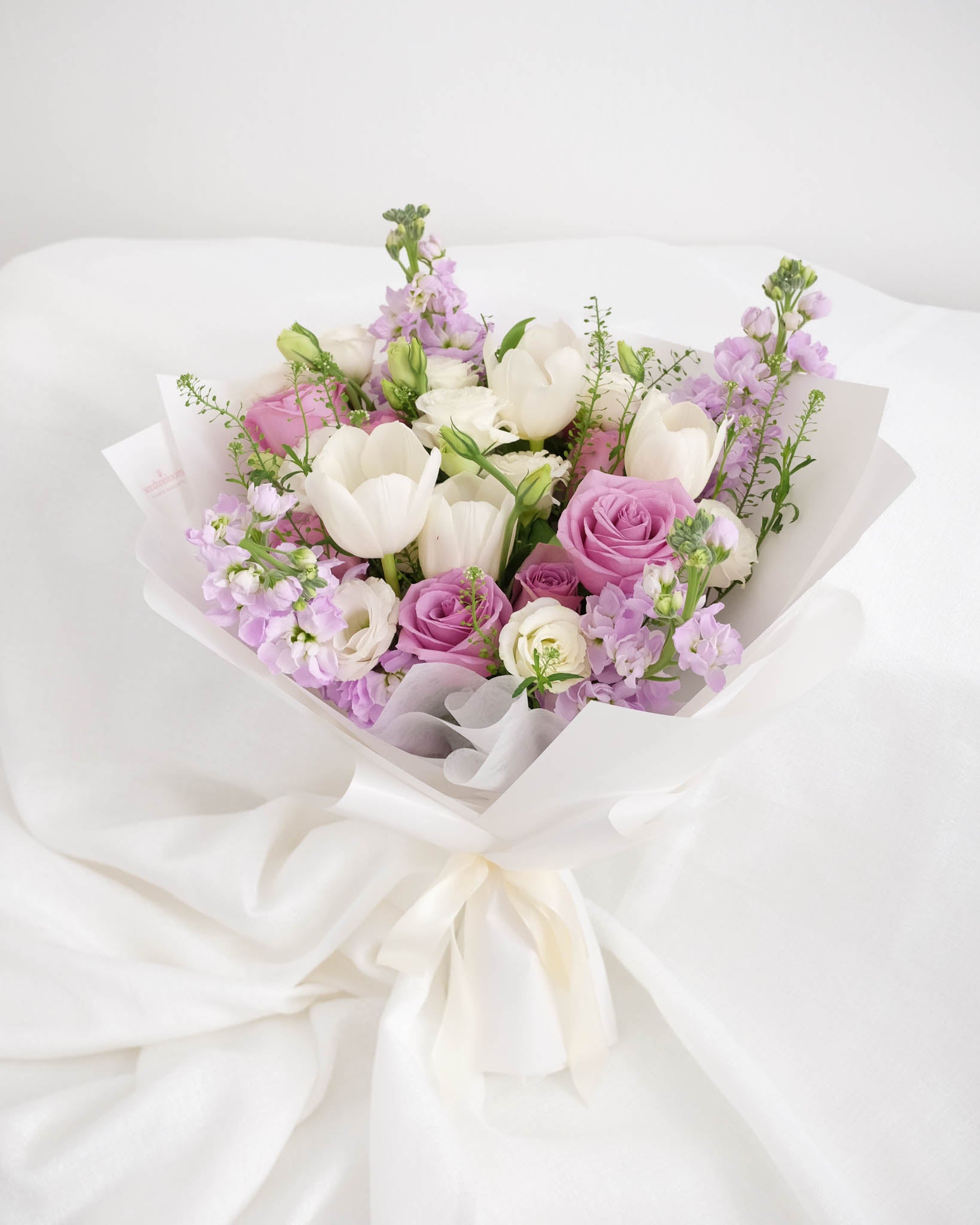 Mystique | Purple Rose & White Tulip Bouquet