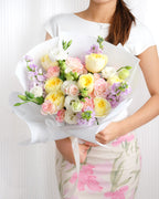 Golden Hour | Yellow Rose & Purple Matthiola Bouquet