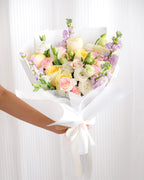 Golden Hour | Yellow Rose & Purple Matthiola Bouquet