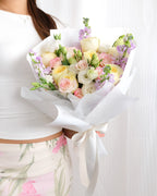 Golden Hour | Yellow Rose & Purple Matthiola Bouquet