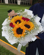 Sweet Congratulations | Sunflower & Red Rose Bouquet