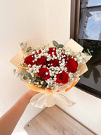 Be Mine | Red Rose & Baby's Breath Bouquet