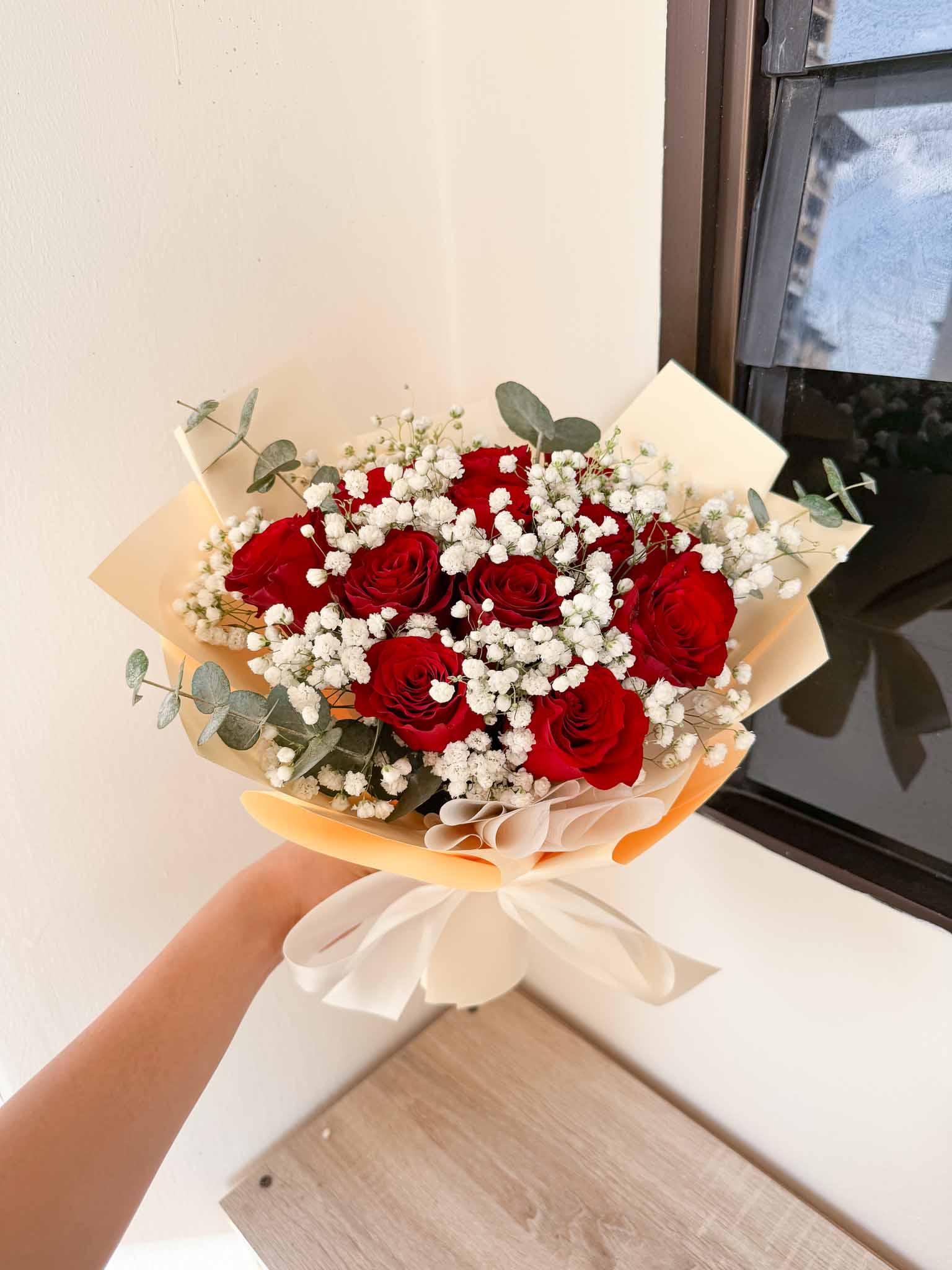 Be Mine | Red Rose & Baby's Breath Bouquet