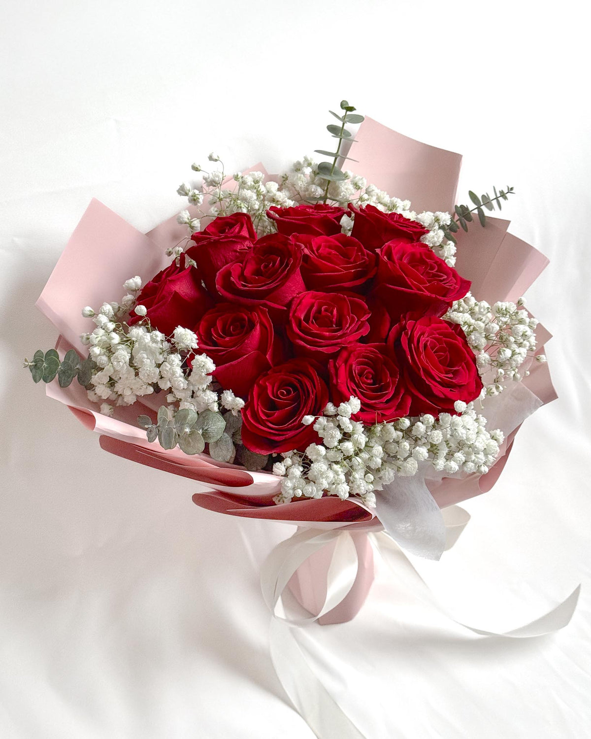 Baby Red Roses Romance | Red Rose & Baby's Breath Bouquet | Flower Delivery Singapore ...