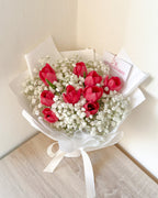 Affection | Dark Pink Tulip & Baby's Breath Bouquet