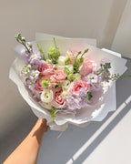 Fondly Yours | Pink Rose & Purple Matthiola Bouquet