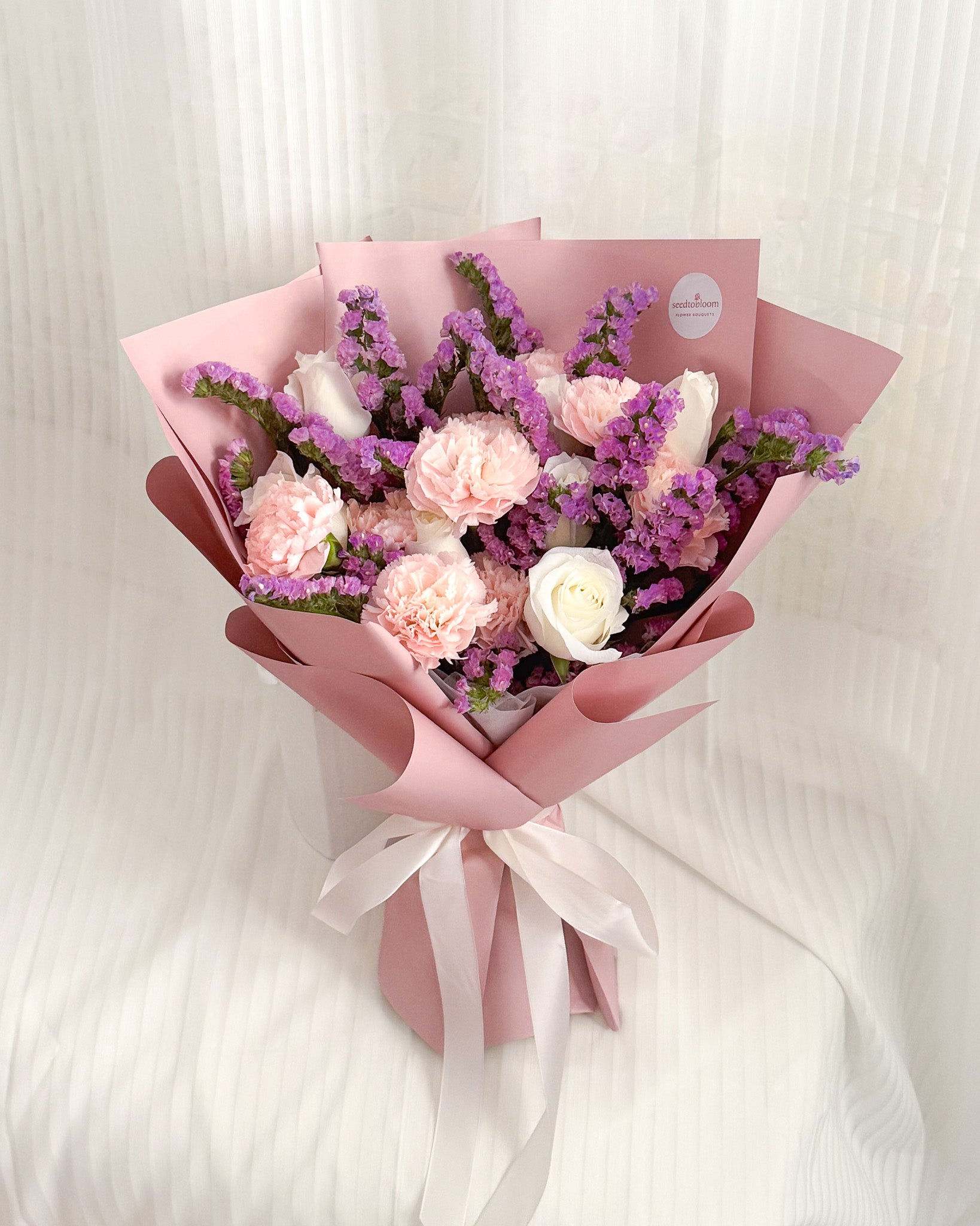 Forget Me Not | Pink Carnation & Statice Bouquet
