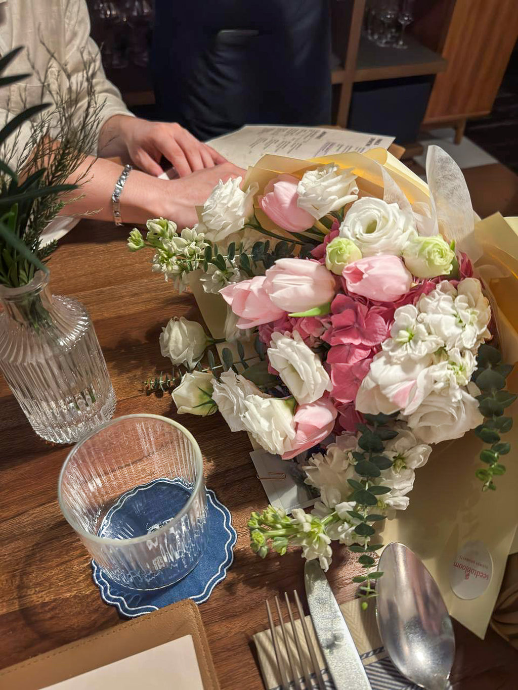 Dreamy Affection | Pink Hydrangea & Pink Tulip Bouquet