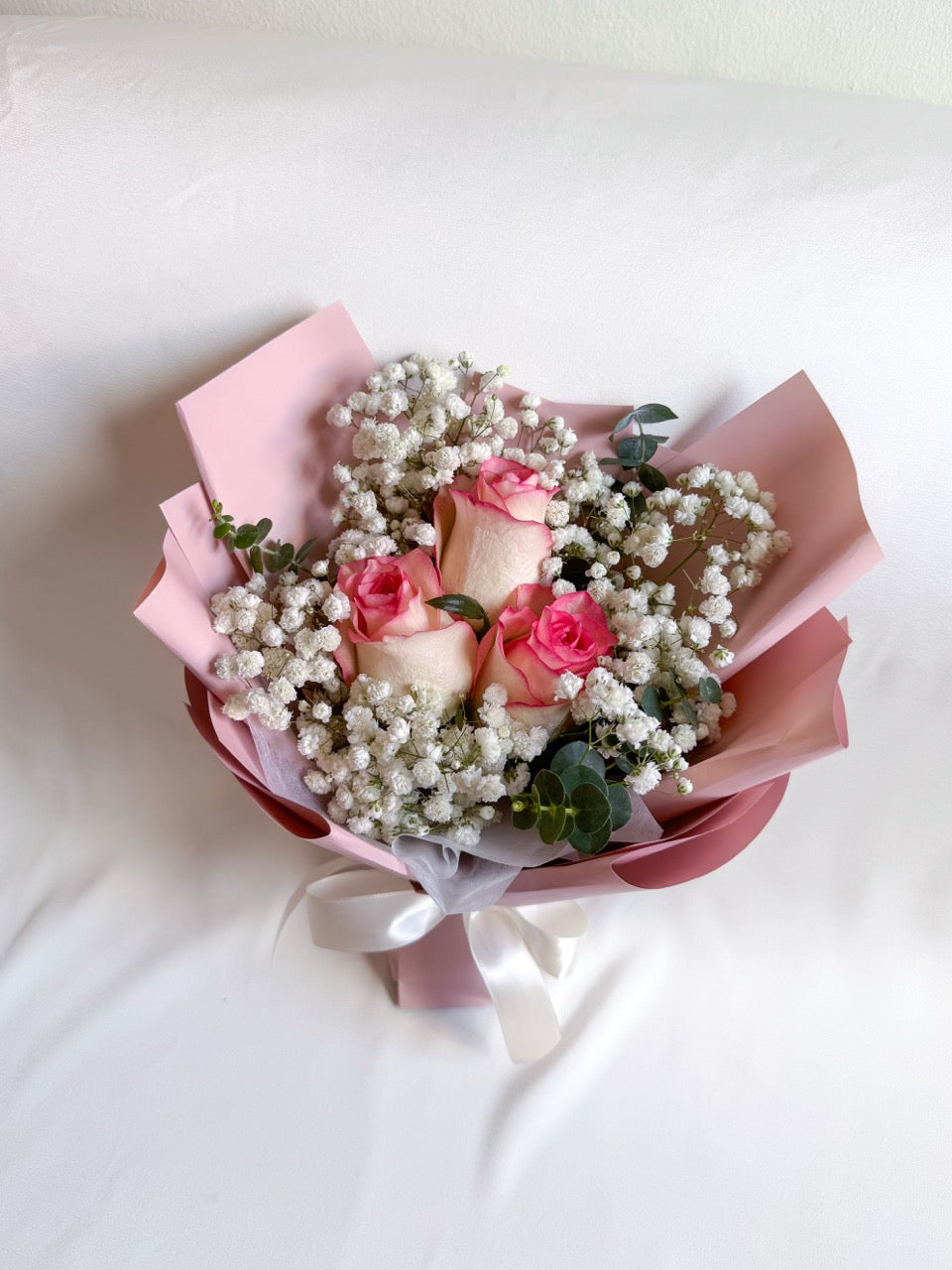 Harmony | Two Tone Pink Rose & Baby's Breath Bouquet