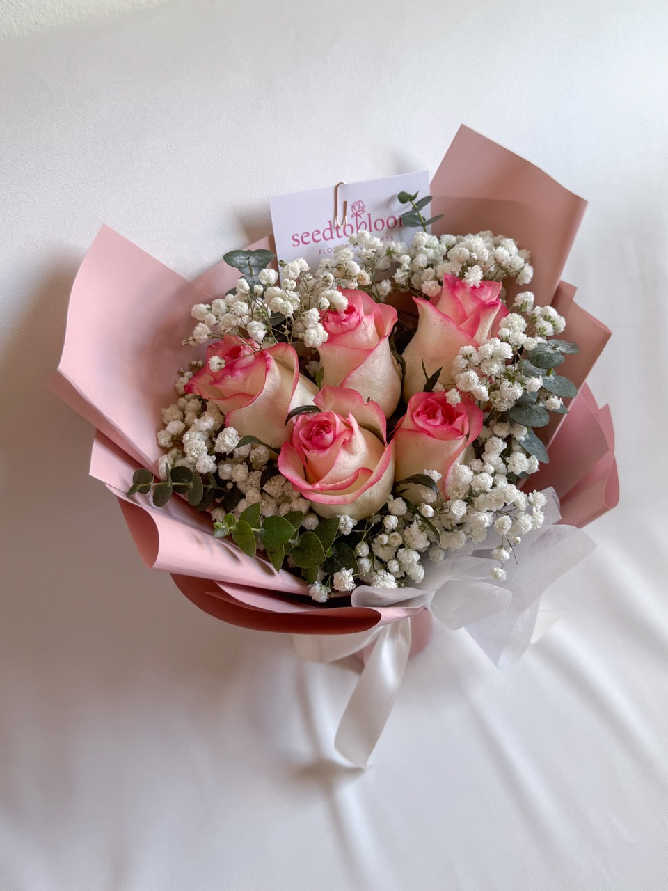 Harmony | Two Tone Pink Rose & Baby's Breath Bouquet