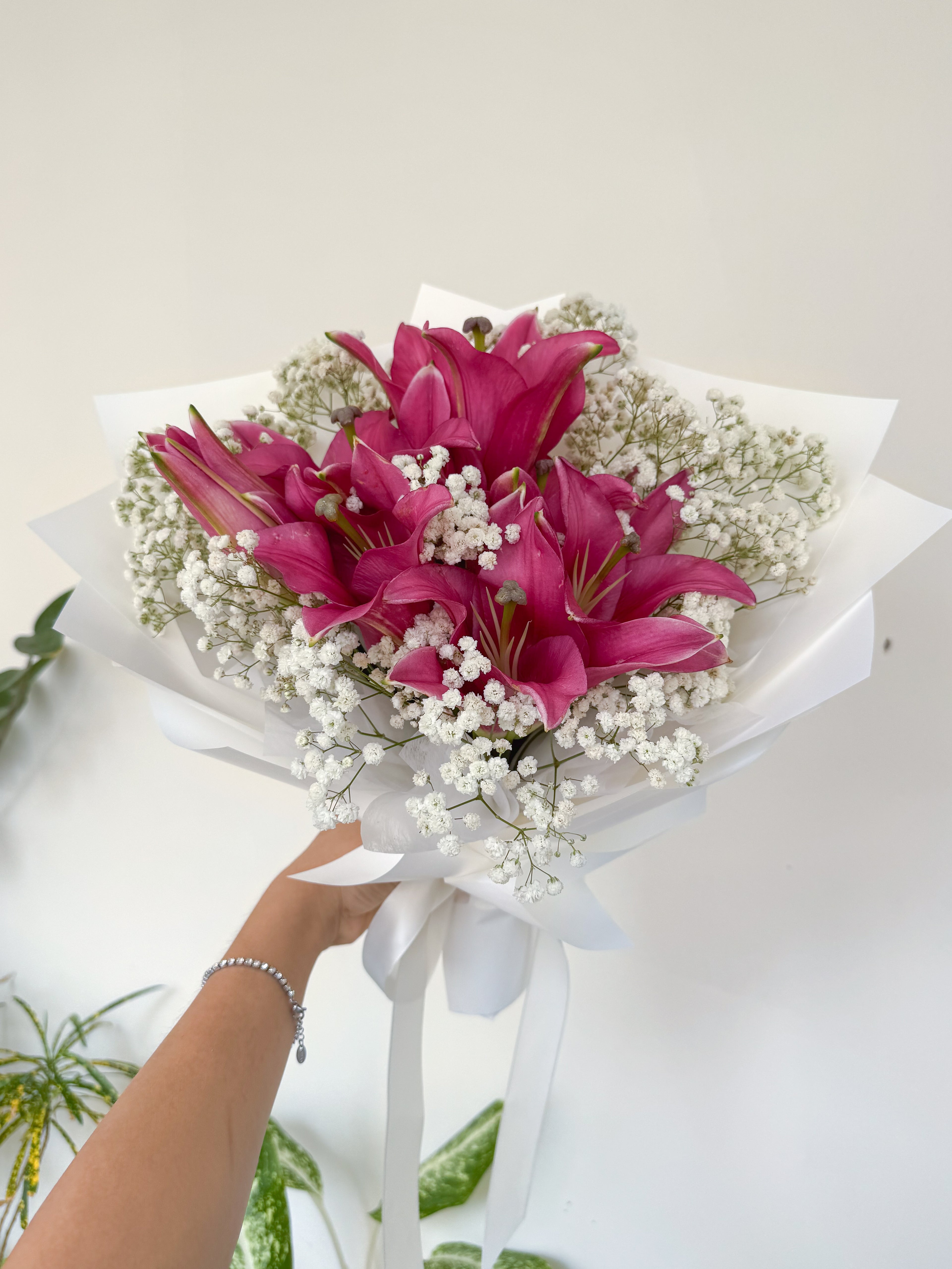 Everlasting | Pink Lily & Baby's Breath Bouquet