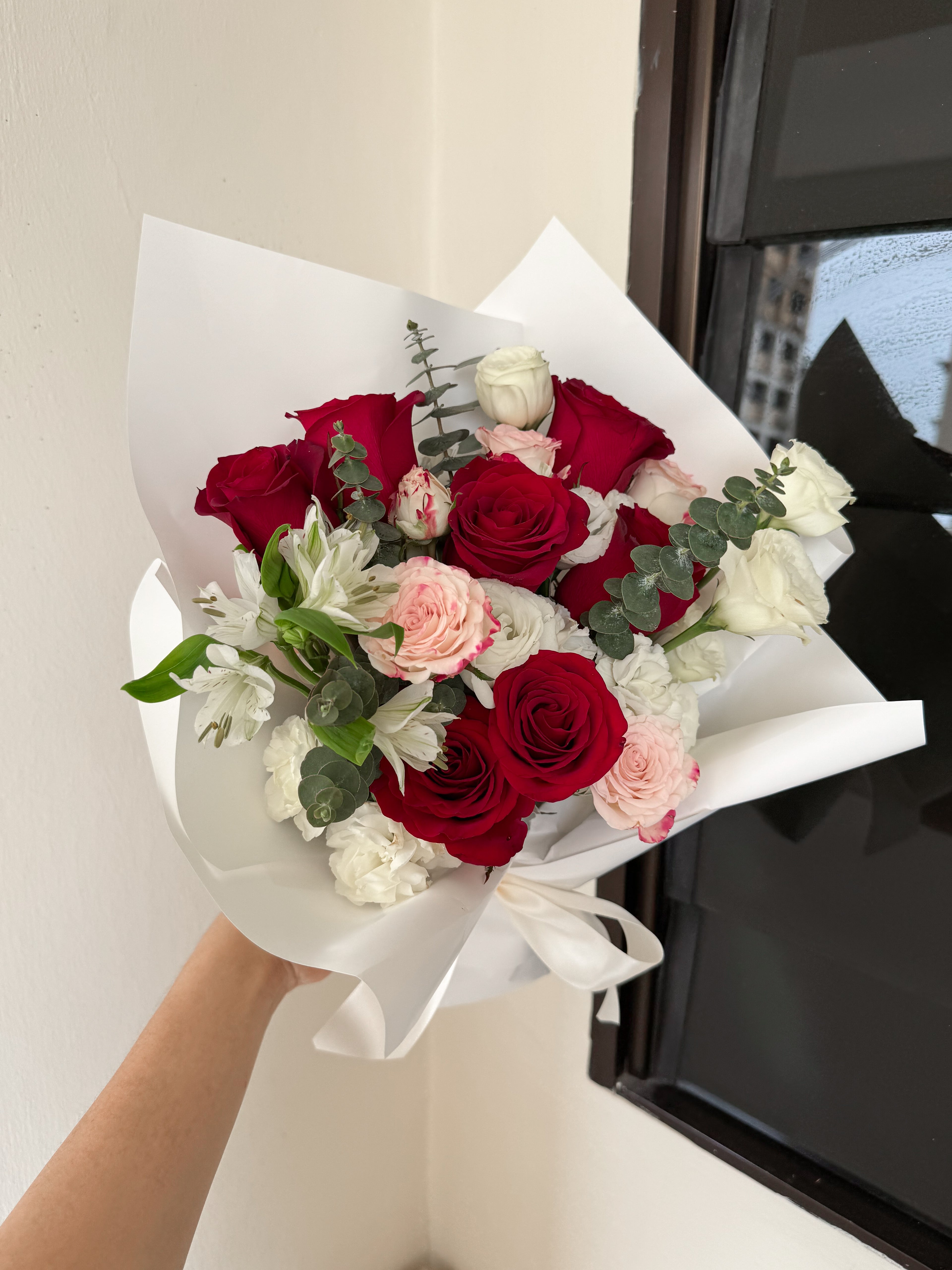 Adoration | Red Rose & Pink Mini Roses Bouquet
