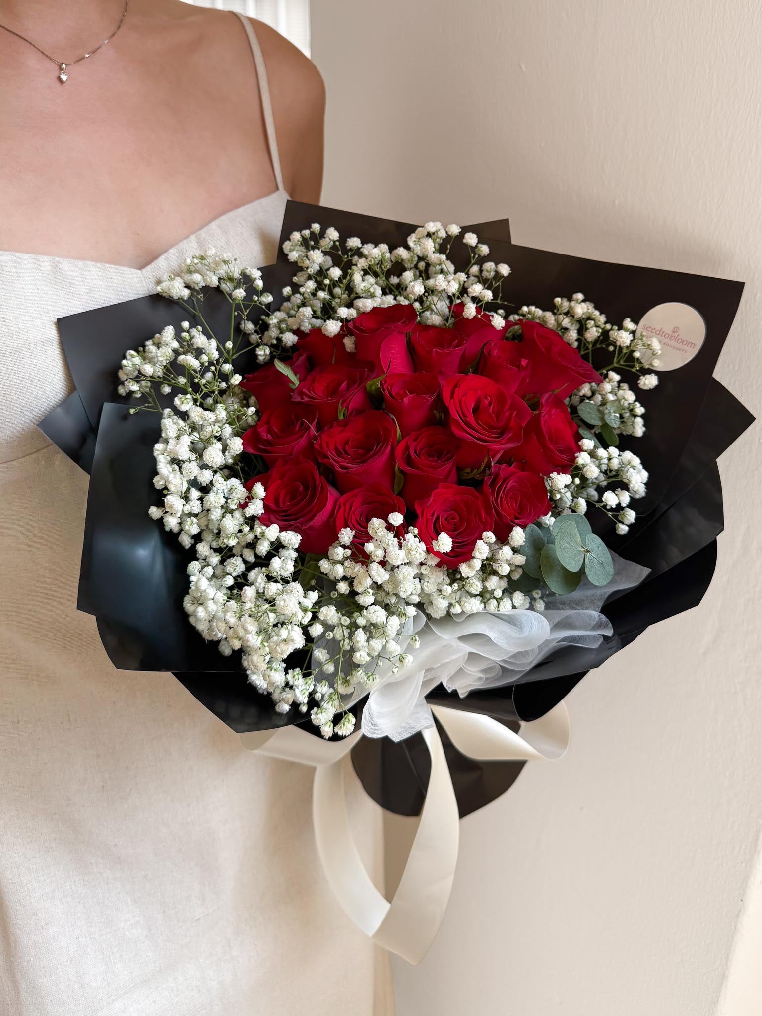 Romance | Red Rose & Baby's Breath Bouquet