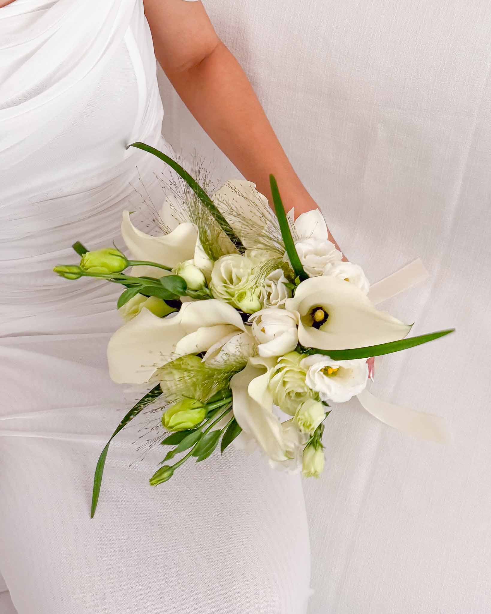 The Beginning | White Calla Lily & Tulip Bridal Bouquet