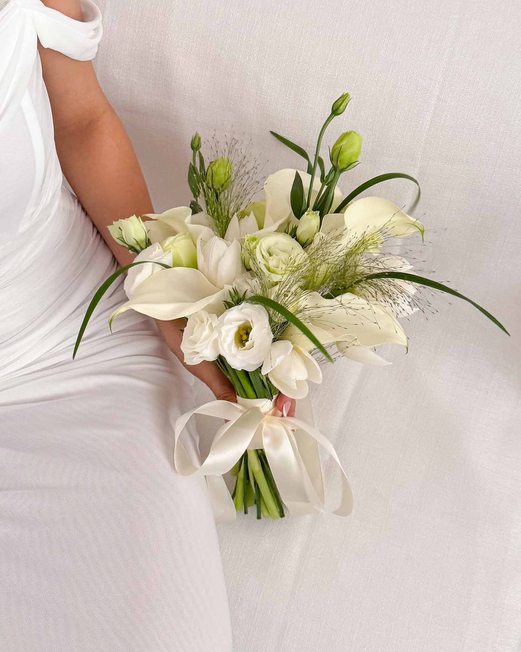 The Beginning | White Calla Lily & Tulip Bridal Bouquet