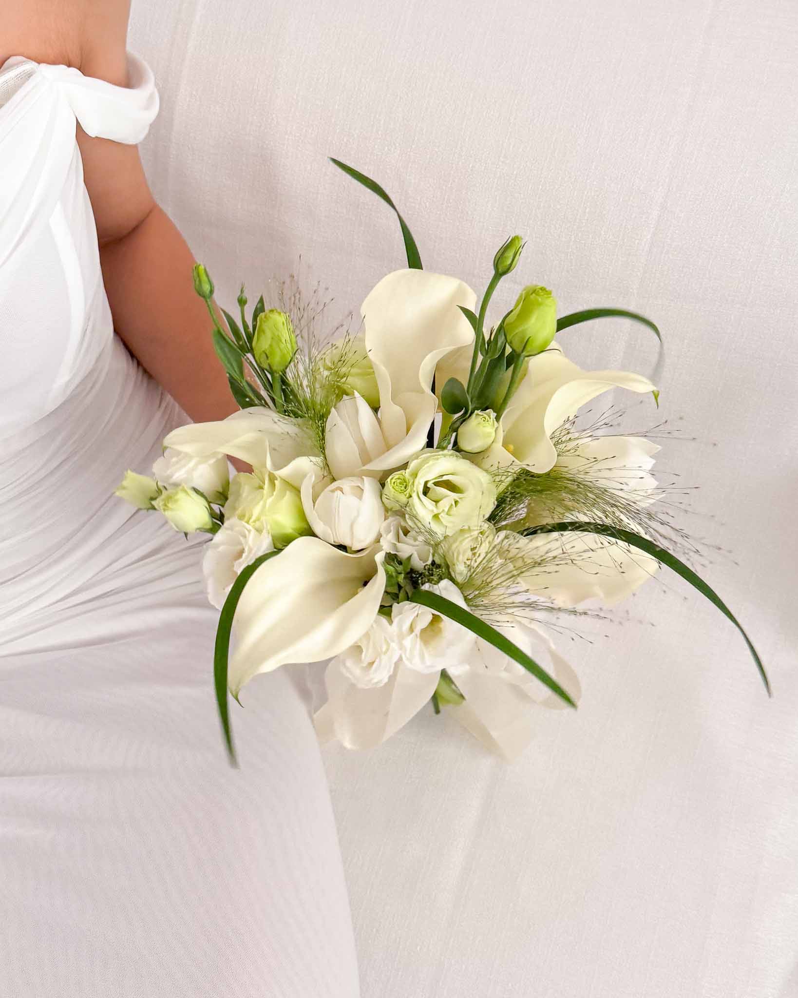 The Beginning | White Calla Lily & Tulip Bridal Bouquet