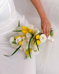 Golden Promise | White Calla Lily & Tulip Bridal Bouquet