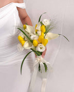 Golden Promise | White Calla Lily & Tulip Bridal Bouquet