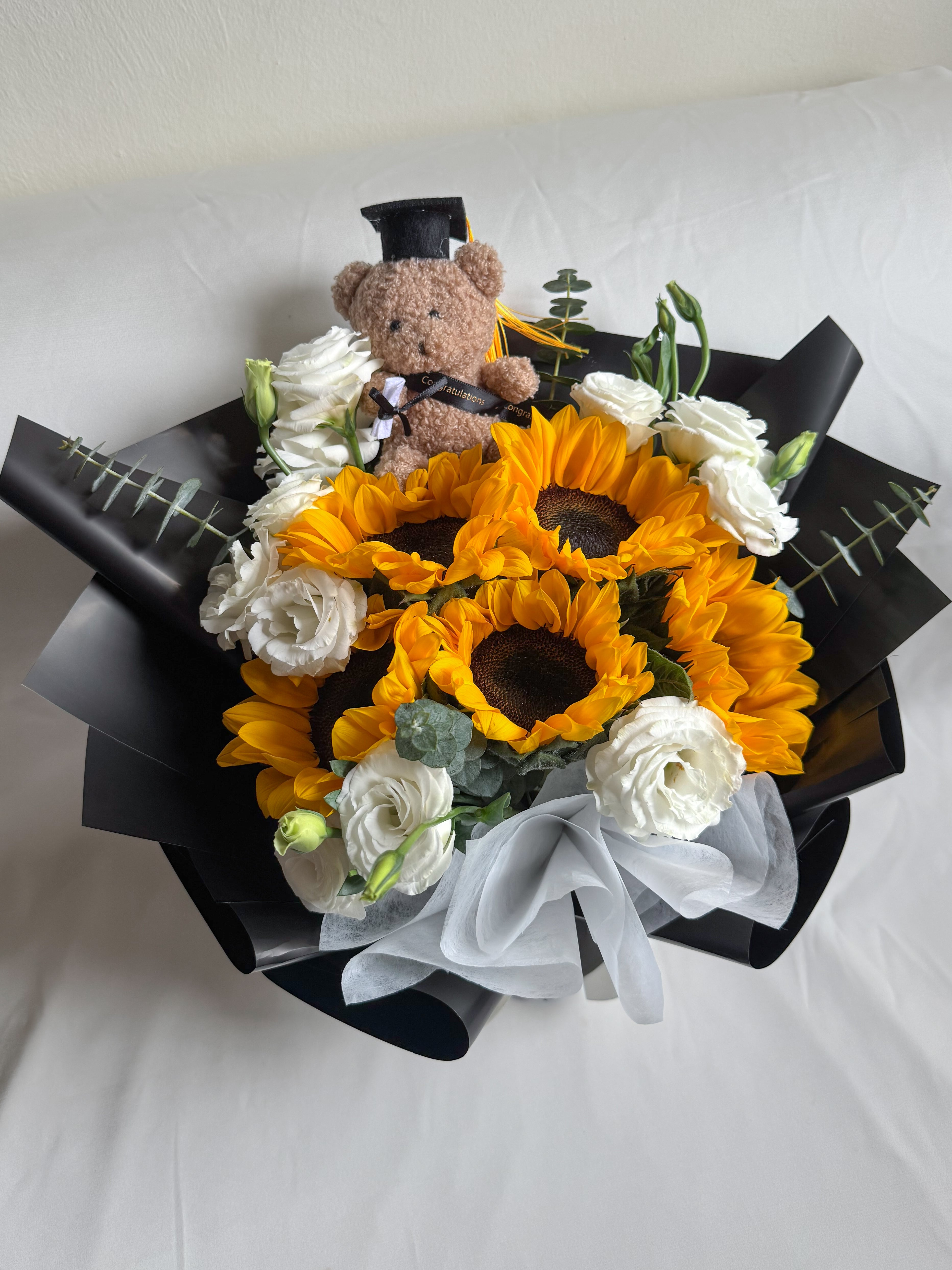 Success | Sunflower & White Eustoma Bouquet