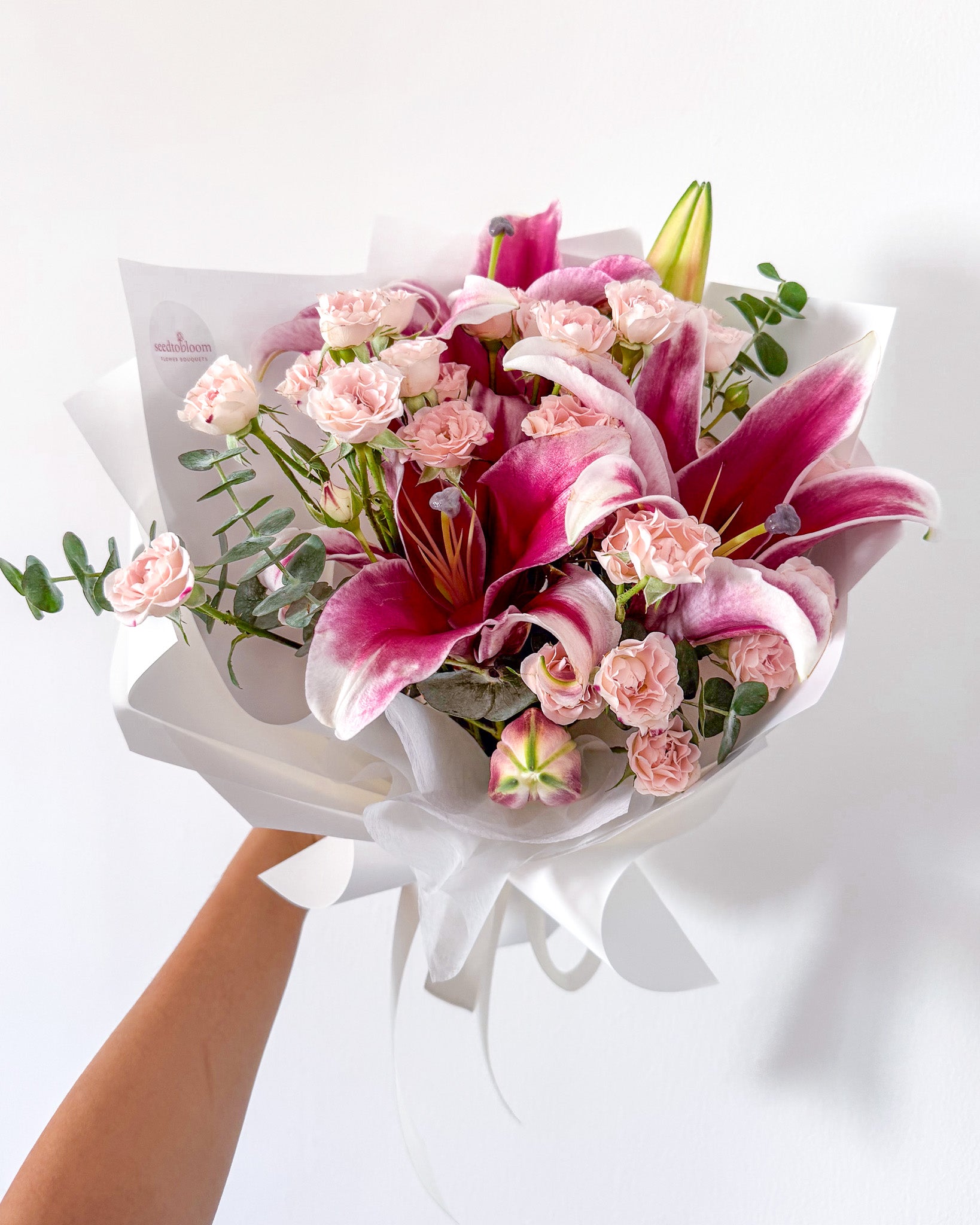 Affectionate | Pink Lily & Mini Roses Bouquet