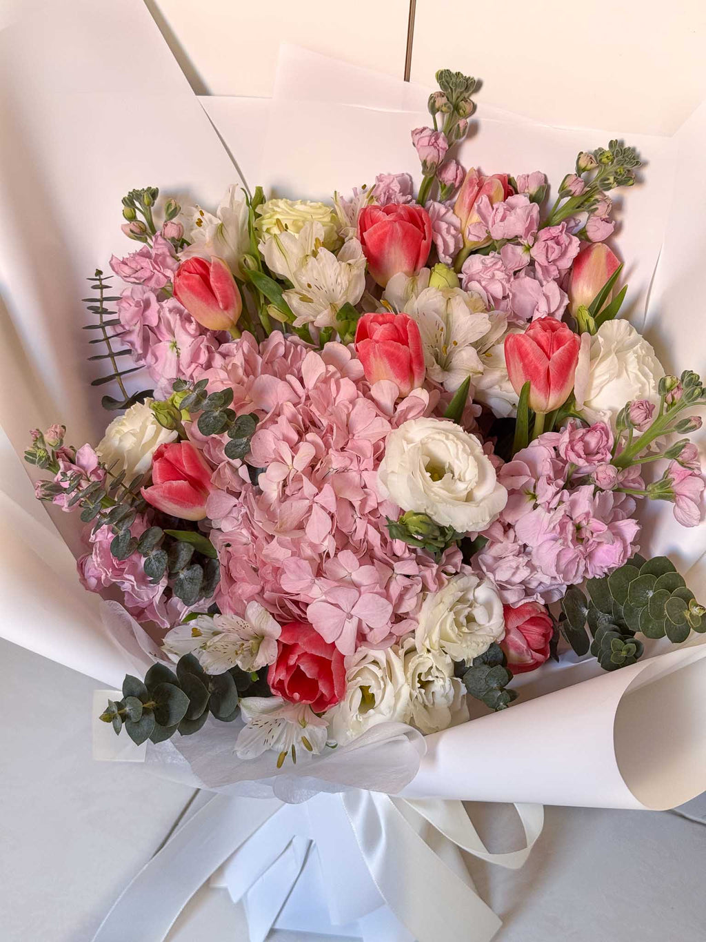 Sweet Promise | XL Pink Tulip & Hydrangea Bouquet