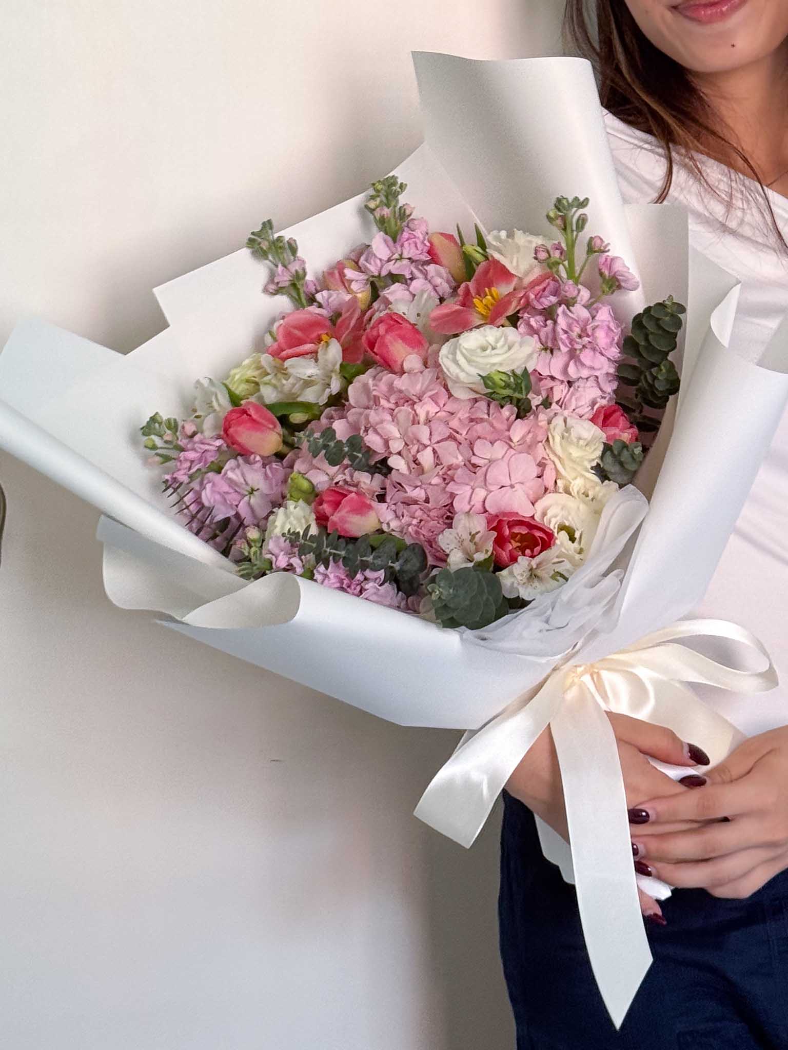 Sweet Promise | XL Pink Tulip & Hydrangea Bouquet