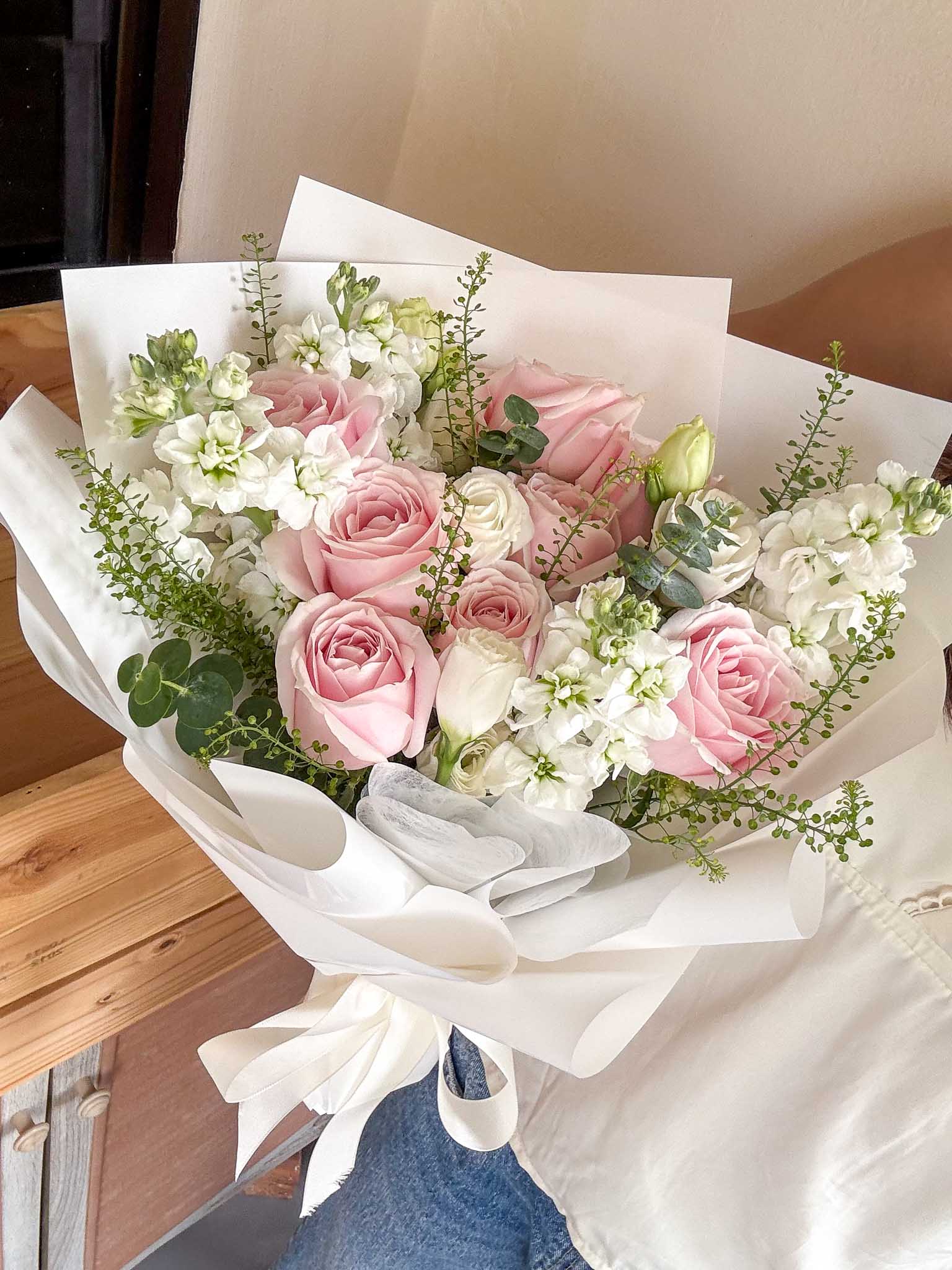 Sweetheart | Light Pink Rose & Matthiola Bouquet