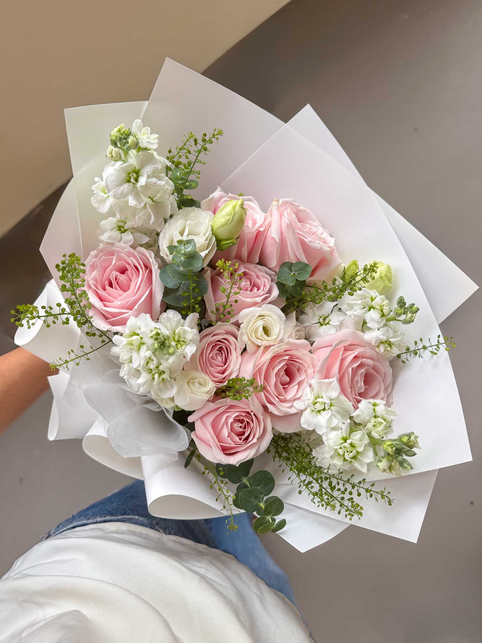 Sweetheart | Light Pink Rose & Matthiola Bouquet