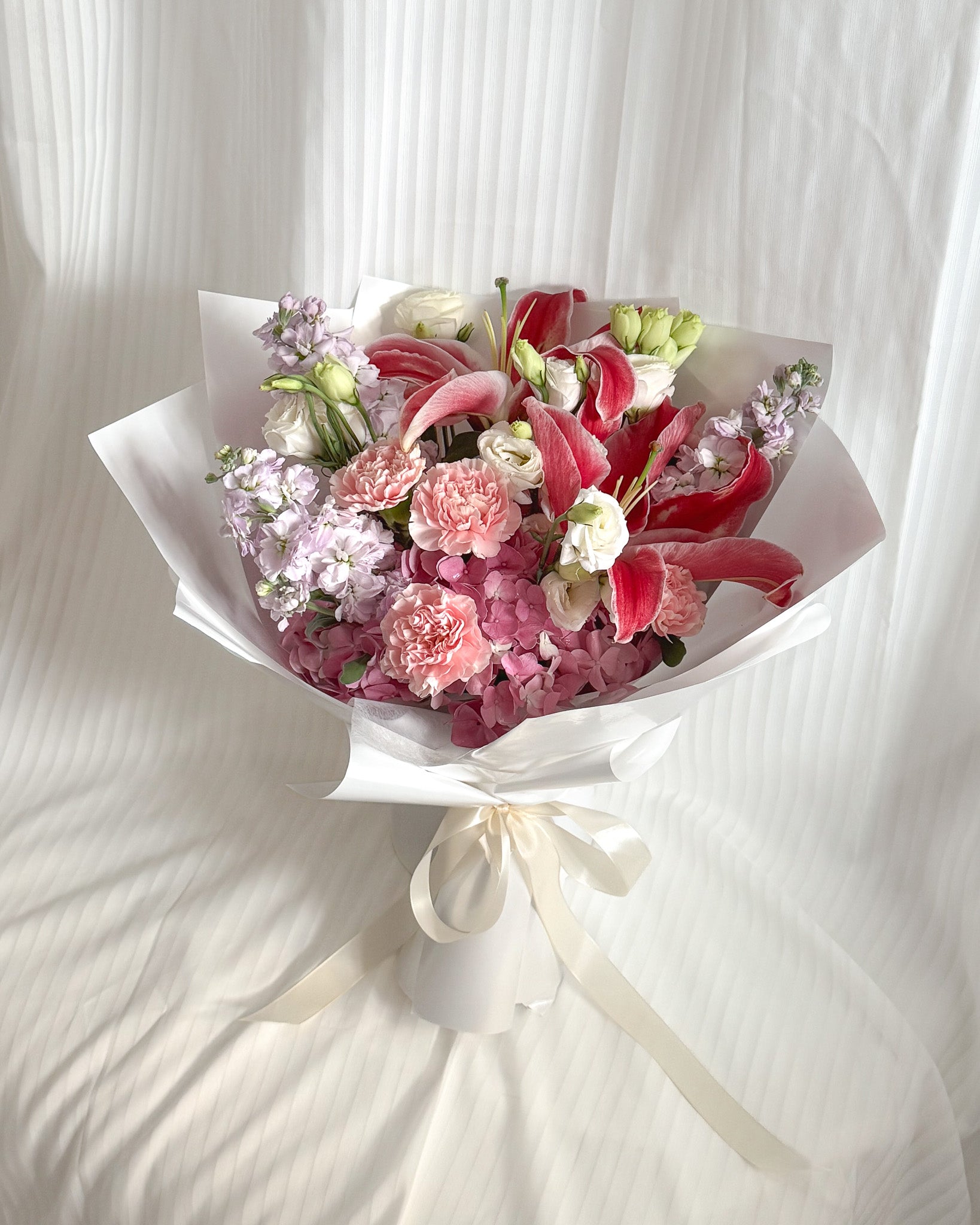 Heartfelt Love | Pink Hydrangea & Lily Bouquet