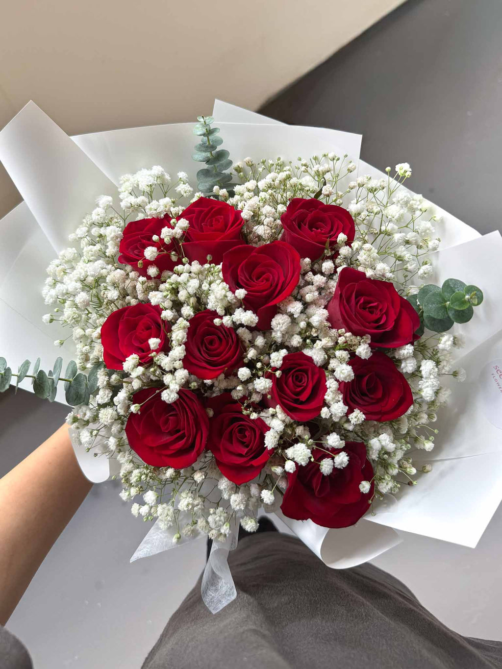 Be Mine | Red Rose & Baby's Breath Bouquet